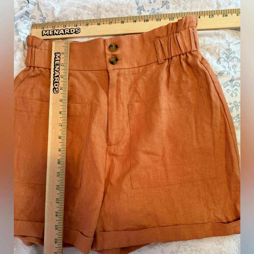 Crosby The Waist paper bag linen blend shorts orange fall color‎ women size 4